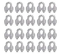 Abrazadera de Cuerda de Alambre de Acero Inoxidable 20 Piezas Clip de Cuerda de Alambre Hardware Aparejo Clip de Cable Sujetadores de Sujeción (M4 (4 mm))