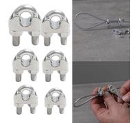 Abrazadera de cuerda de alambre de acero inoxidable, abrazadera de perno en U de acero inoxidable 304 para cables de 2 a 8 mm, paquete de 10 cierres de cable resistentes