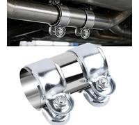 Abrazadera de escape de 50 mm, doble abrazadera de acero inoxidable, conector de tubería, abrazadera de reparación para sistema de escape, abrazadera de escape Ø50 mm, 125 mm de largo, universal para