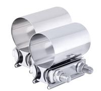 Abrazadera de escape EVIL ENERGY, junta a tope, abrazadera de banda, acoplador de manguito de acero inoxidable (2,5 pulgadas, 2 piezas)