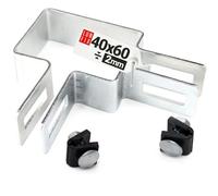 Abrazadera de esquina 40x60mm galvanizada, soporte acero cincado resistente, abrazadera puntal valla, abrazaderas metalicas para tubos, bridas metalicas para poste valla, color plata, Lun Fix