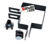 Abrazadera de esquina 80x80mm galvanizada, soporte acero cincado resistente, abrazadera puntal valla, abrazaderas metalicas para tubos, bridas metalicas para poste valla, color grafito, Lun Fix