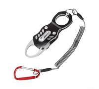 Abrazadera de labio de pesca de acero inoxidable con cordón elástico, agarre de peces con una sola mano para una extracción segura del gancho, herramienta de aluminio resistente al óxido para mar y