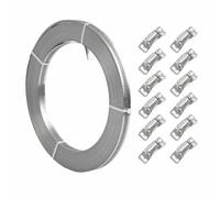 Abrazadera de manguera, clips de manguera ajustables de 10 m, abrazaderas de acero inoxidable 304 con 12 cierres para tubería, fontanería, línea de combustible, tubo intercooler