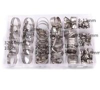 Abrazadera de manguera de acero inoxidable de varios tamaños, 8 mm-44 mm, 50/60/64/65/80/91/100 unidades por caja.(64pcs 1set)
