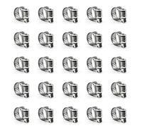 Abrazadera de manguera ZIPCCI, paquete de 25 abrazaderas de manguera de acero inoxidable para engranajes de gusano, 6-12 mm (1/4-1/2")