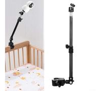 Abrazadera de montaje para cámaras de seguridad y cámaras web con articulación giratoria y varilla telescópica extensible de 35 cm a 50 cm para colocación