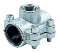 Abrazadera de reparación FF 1" x 1/2" - Hierro maleable - DVGW - Para tuberías de acero - Agua y aire sin aceite