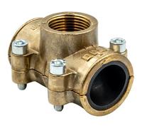 Abrazadera de reparación Gebo 15 mm DVGW con rosca 1/2" - Abrazadera de latón con junta EPDM - Para tuberías de cobre - Para conducciones de agua