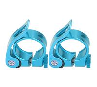 Abrazadera de Sillín para Bicicleta, 31.8MM, Juego de 2, Clip de Liberación Rápida para Tubo de Sillín 27.2MM - Ajuste Fácil y Rápido, Material de Aleación de Aluminio, Accesorio (Azul)