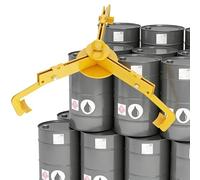 Abrazadera de tambor amarilla ajustable, capacidad de 794 lb (360), compatible con tambores de acero, plástico y fibra de 30 a 55 galones, accesorio automático de 3 puntos