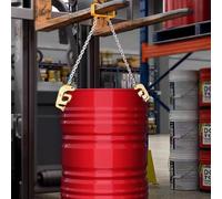 Abrazadera de tambor de carretilla elevadora para barriles de 35 a 55 galones, capacidad de 1 tonelada, eslinga de elevación con gancho de autobloqueo, equipo de aparejo para transporte de materiales