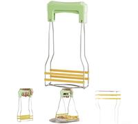 Abrazadera de tazón de acero inoxidable con agarre de silicona antideslizante, herramienta de cocina con una sola mano para platos y sartenes calientes, verde (A)