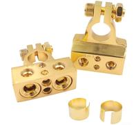 Abrazadera de terminal de aleación de zinc chapada en oro para audio de coche, conector de alimentación de vehículo de 12-48 V con entrada de cable de calibre 2/4/8/10, para diseño anticorrosión para