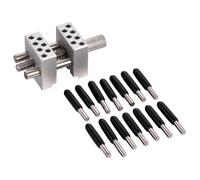 Abrazadera de tornillo de banco de acero inoxidable para mini modelismo, accesorio de manualidades de mano con 14 varillas y fundas de silicona, ajustable de 30 mm de ancho, color plateado