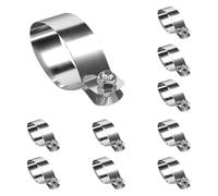 Abrazadera de tubo, 10 piezas, anillo dividido, correa de tubo, abrazaderas de tubo de metal, soporte de tubo estilo O de 2 orificios for tubo de tubería(65)