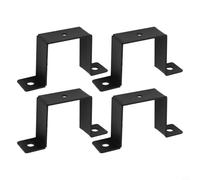 Abrazadera de tubo cuadrada de acero al carbono en forma de U para barandillas de escalera de balcón, cierre de tubería resistente para exteriores, soporte de refuerzo de puerta y ventana, color negro