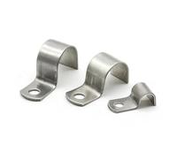 Abrazadera de tubo de un solo lado tipo P de acero inoxidable 304, medio orificio, engrosada, con aro de garganta, tarjeta de tubo Ohm(M63 (2Pcs))
