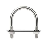 Abrazadera de tubo redonda en forma U acero inoxidable 304 M8 con tuercas placa 3 mm, pernos tipo, soporte for y hebilla fija(3mm Plate Thick)
