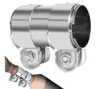 Abrazadera del Tubo de Escape, 45 x 125mm Conector de tubo de Acero inoxidable, Abrazadera Doble para Tubo de Escape, Plata