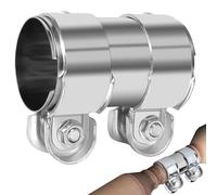 Abrazadera del Tubo de Escape, 60 x 125mm Conector de Tubo de Escape Doble de Acero Inoxidable, Abrazadera Universal para tubo de escape, Plata
