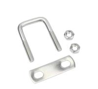 Abrazadera en forma de U Abrazadera de tornillo en U acero inoxidable 304 con tuercas y deflector, abrazadera cuadrado ángulo recto M12, 1 pieza(M12x60x150mm)