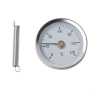 Abrazadera en termómetro 0-120 ° C Indicador de tubería de acero inoxidable con resorte para sistemas de calefacción Uso industrial 63mm para dial