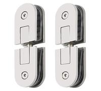 Abrazadera for bisagras pivotantes de puerta vidrio, bisagra for sin marco con pivote 360 grados, accesorios(Silver Bright,Double clamp)