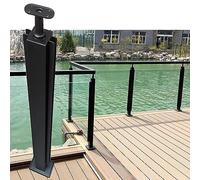 Abrazadera for poste de barandilla de acero inoxidable for valla de piscina de vidrio - Panel de vidrio negro for escaleras interiores(Black Mid Post,145cm)