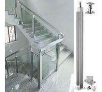 Abrazadera for postes de barandilla de vidrio de acero inoxidable - Balaustre 304 for piscina, jardín y balcón - de barandilla de vidrio de fácil instalación(Silver Corner Post,80cm)
