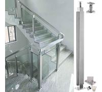 Abrazadera for postes de barandilla de vidrio de acero inoxidable - Balaustre 304 for piscina, jardín y balcón - de barandilla de vidrio de fácil instalación(Silver Mid Post,125cm)