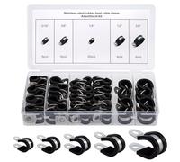 Abrazadera Manguera de Goma Abrazaderas de Acero Inoxidable P Clips 6/8/9/13/16mm para Mangueras Tubos y Cables 42 Piezas