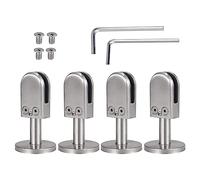 abrazadera para barandilla de cristal, 4 abrazaderas de espiga vidrio con varilla soporte Clips ajustables Accesorios abrazadera piso acero inoxidable Más confiable(8~10mm,60mm high)