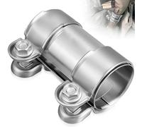 Abrazadera para Escape de 55 mm x 125 mm, Conector de Tubo Escape de Acero Inoxidable, Manguito de Union Doble para Sistemas Escapes, Abrazaderas Silenciador Universal para Mayoría de Coches y Motos