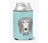 Abrazadera para latas o botellas Saluki de color azul con dise o de cuadros BB1167CC