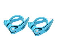 Abrazadera para Tija de Sillín de Bicicleta, 34,9MM, Juego de 2 Piezas, Liberación Rápida - Aleación de Aluminio Resistente, Diseño Fácil de Instalar, Accesorio para Bicicletas d (Azul)