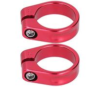Abrazadera para tija de sillín de bicicleta Aleación de aluminio 35 mm Clip para tubo de sillín de bicicleta de carretera de montaña Juego de 2 piezas para tija de sillín de 30,8 (Roja)