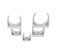 Abrazadera para tubería de PVC, Abrazaderas de soporte for tuberías PVC blancas, varios tamaños, paquete 10(50mm)