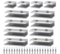 Abrazadera para Vidrio 12 Piezas Soporte Estante Cristal Abrazadera de Aleación de Aluminio Abrazaderas de Vidrio de 8 a 10mm Pinza Cristal para Escalera Baño Balcón (4Solo+8Doble Orificio)