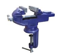 Abrazadera resistente multifuncional giratoria de 75mm de ancho y 360 grados con orificios de poste de sujeción for mesa de hierro fundido, tornillo de banco mejorado,Importante(Silver)
