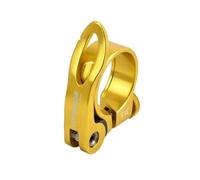 Abrazadera Sillin Abrazadera de tija sillín bicicleta carretera QR liberación rápida aleación MTB montaña Clip tubo 28,6/30,2/31,8/34,9mm(31.8mm Gold)