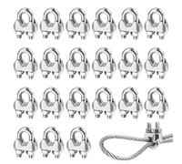 Abrazaderas Cables Acero M4 con Tuerca de Bloqueo,20 Piezas U Abrazaderas de Cuerda de Cable de Acero Inoxidable para Cuerda de Aparejo y Cable de Tensión,Tendederos Cercas de Jardín