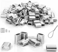 Abrazaderas de aluminio para cable de alambre de 4 mm, manguito de aluminio, 120 unidades, precintos, manguitos de sujeción de metal para cuerdas, conectores de cable, cable de acero, cable de alambre