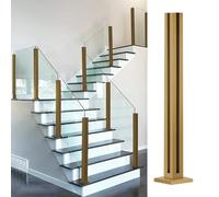 Abrazaderas de balaustrada de vidrio dorado de 8 10 mm, kit de barandilla de montaje en el suelo para escaleras, balcón, terraza, porche, abrazadera de esquina media (poste dorado de 57 pulgadas) para