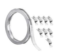 Abrazaderas de la manguera de transmisión ajustabl Kit de abrazaderas de manguera de acero inoxidable 304 con engranaje helicoidal, de 9,8 a 34,4 pies (plata), varios tamaños(9.8Feet with 6Heads)