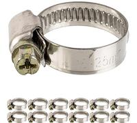 Abrazaderas de manguera con tornillo sin fin, 12 pzs, rango de sujeción Ø 16-25 mm, para mangueras de 3/4", W2 acero inoxidable, escotadura en cruz 7, ancho de banda 9 mm, para la fijación lavadoras