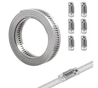 Abrazaderas de manguera de 2,5 m de acero inoxidable 304 sin fin, clips de manguera ajustables con tornillo abrazadera 6 piezas para tubería de agua/tanque/tubo de gas/radiador/tubo de automóvil