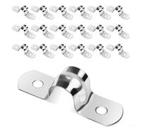 Abrazaderas de tubo de acero inoxidable 304 para montar y asegurar cables de tuberías de agua con sujeción en forma de U adecuadas para estructuras de hormigón de madera y metal (10 mm, 20 piezas)