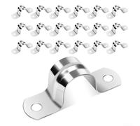 Abrazaderas de tubo de acero inoxidable 304 para montar y asegurar cables de tuberías de agua con sujeción en forma de U adecuadas para estructuras de hormigón de madera y metal (16 mm, 20 piezas)