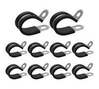 Abrazaderas de tubo de acero inoxidable de 18 mm, clips en P forrados de goma, juego de abrazaderas de cable de conducto de metal, juego de abrazaderas de manguera de fontanería, paquete de 10 clips